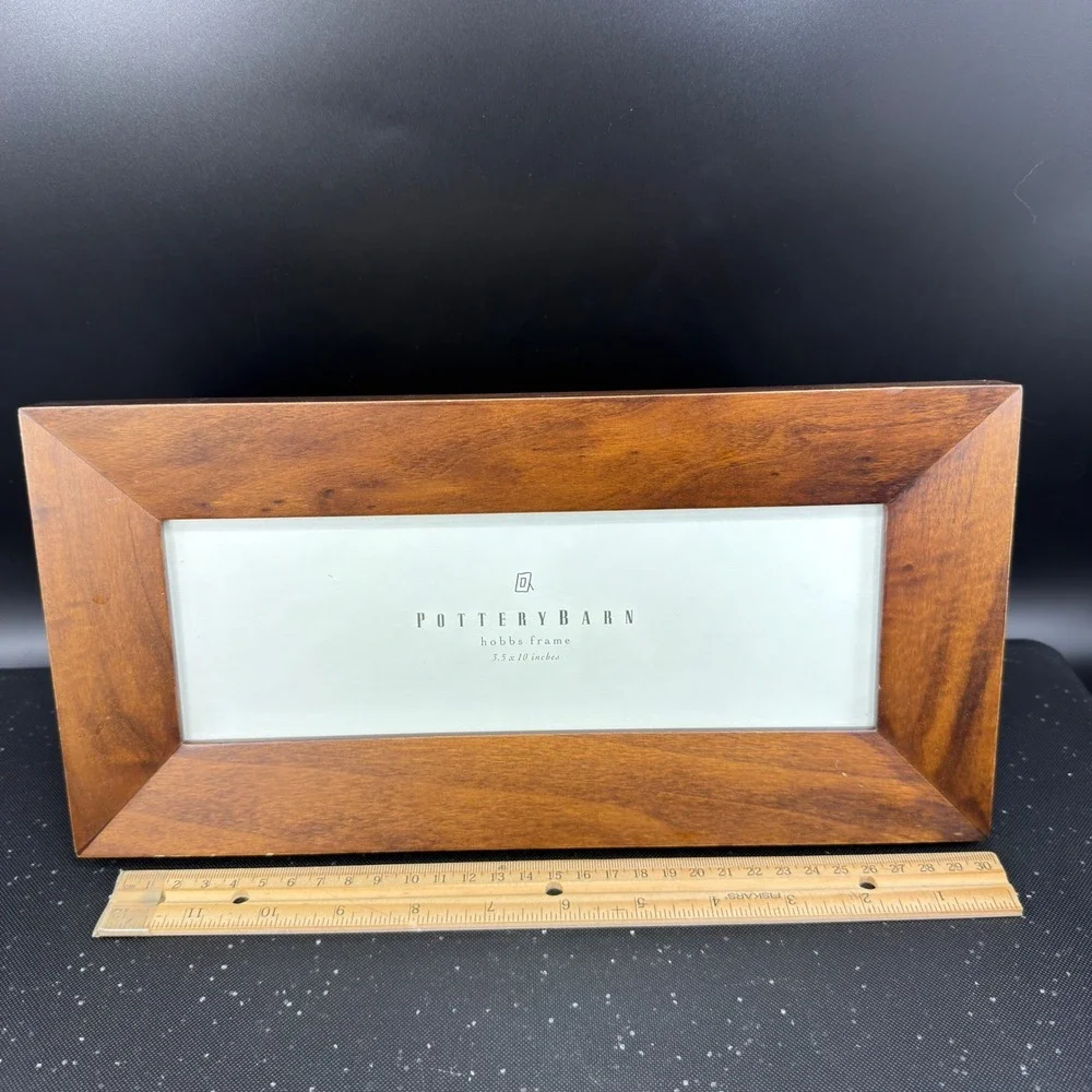 Pottery Barn Hobbs Wood‎ Picture Frame Set of 2 Brown 3.5x10 Panoramic Tabletop